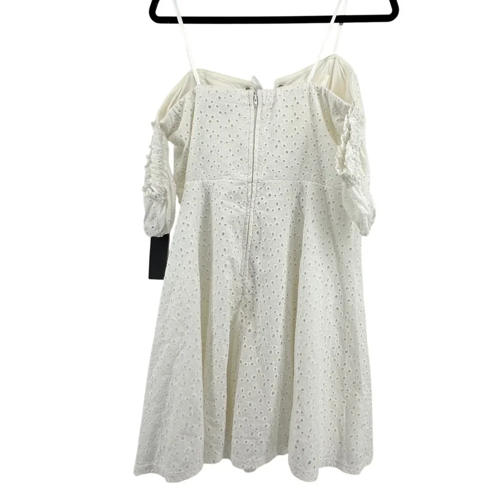 City Studio Eyelet Dress 13 White Milkmaid Cottagecore Romantic Puff Sleeve Boho